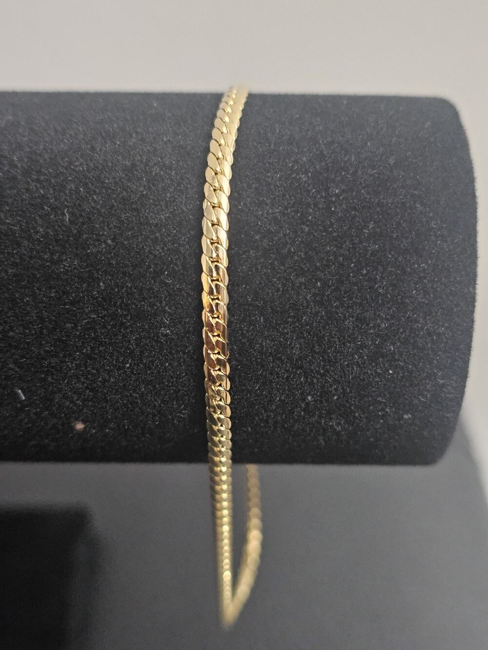 10in 14k Gold-Plated brass-3mm tight Miami Cuban ANKLET Bracelet Lobster Clasp